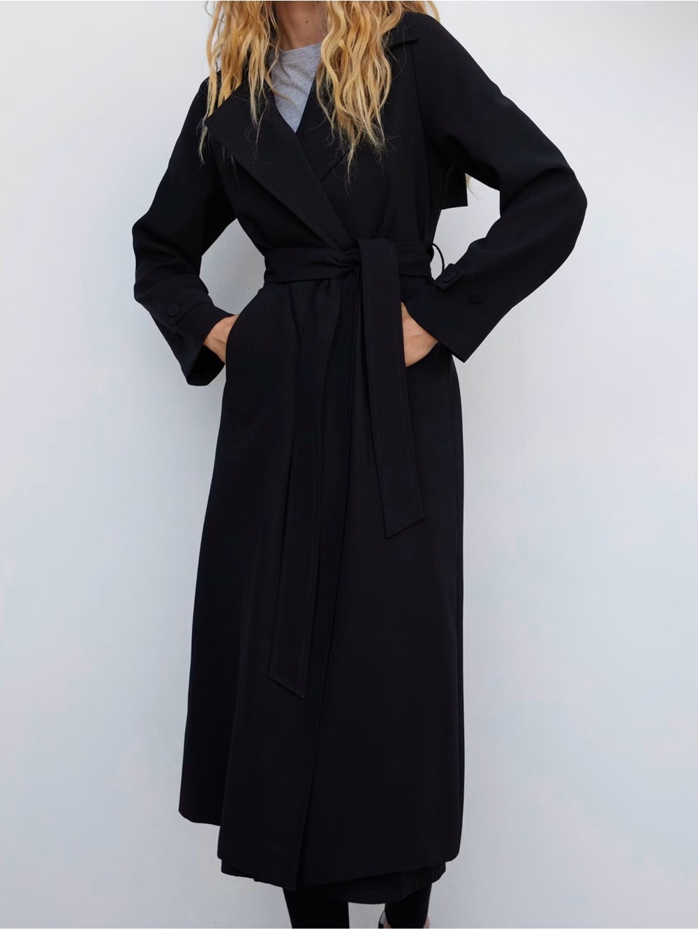 MANGO OVERSIZED TRENCH COAT WITH TIE-SIZE S